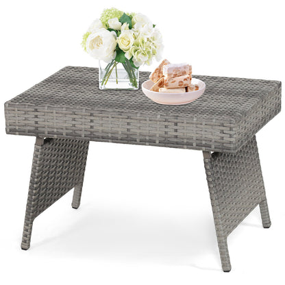 Folding PE Rattan Side Coffee Table Patio Garden Furniture, Gray Patio Coffee Tables   at Gallery Canada