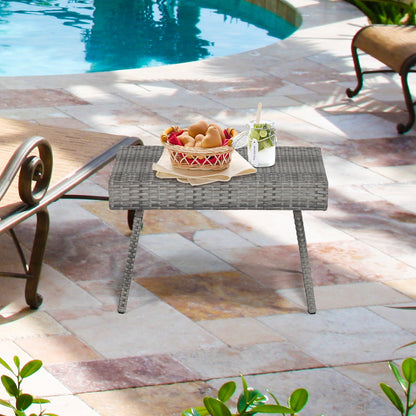 Folding PE Rattan Side Coffee Table Patio Garden Furniture, Gray Patio Coffee Tables   at Gallery Canada