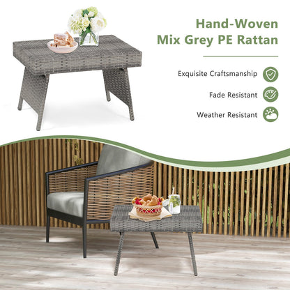 Folding PE Rattan Side Coffee Table Patio Garden Furniture, Gray Patio Coffee Tables   at Gallery Canada