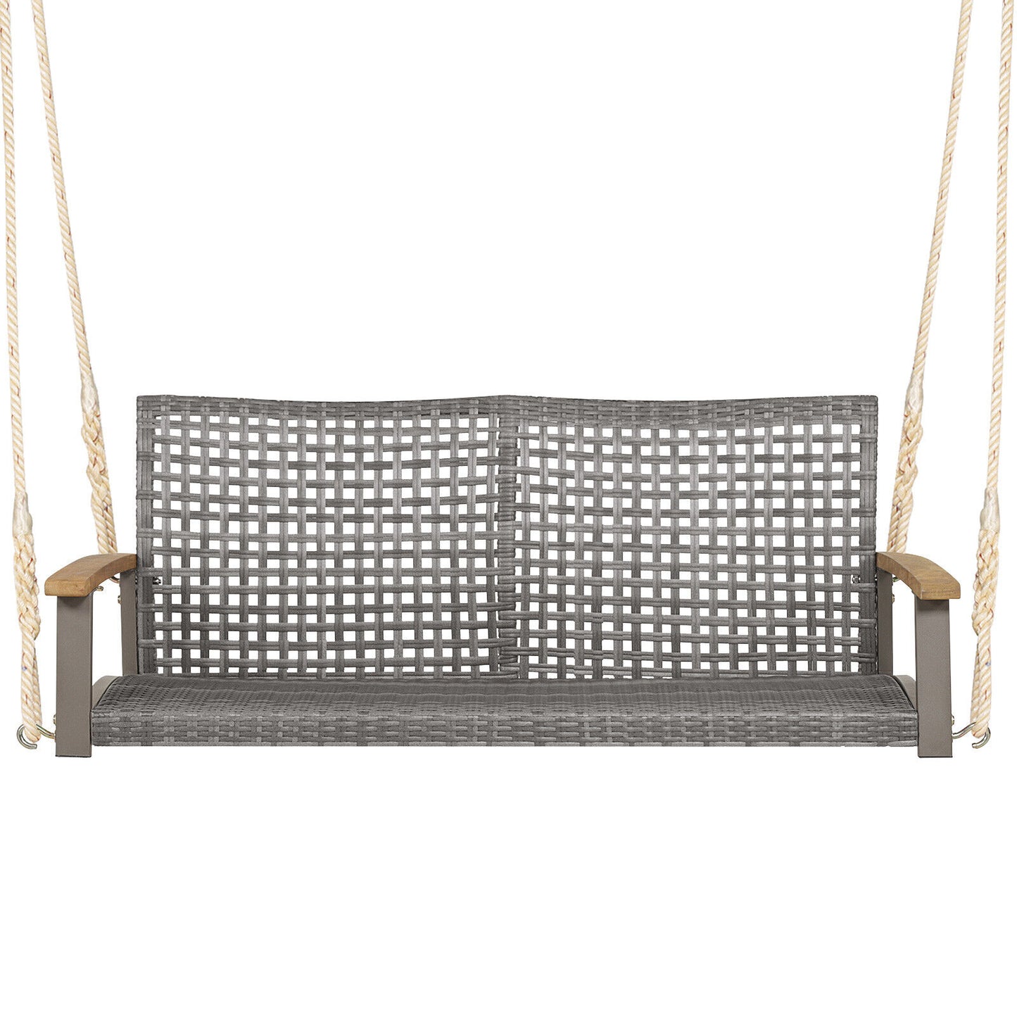 2-Person Patio Wicker Hanging Swing Chair, Off White Porch Swings   at Gallery Canada