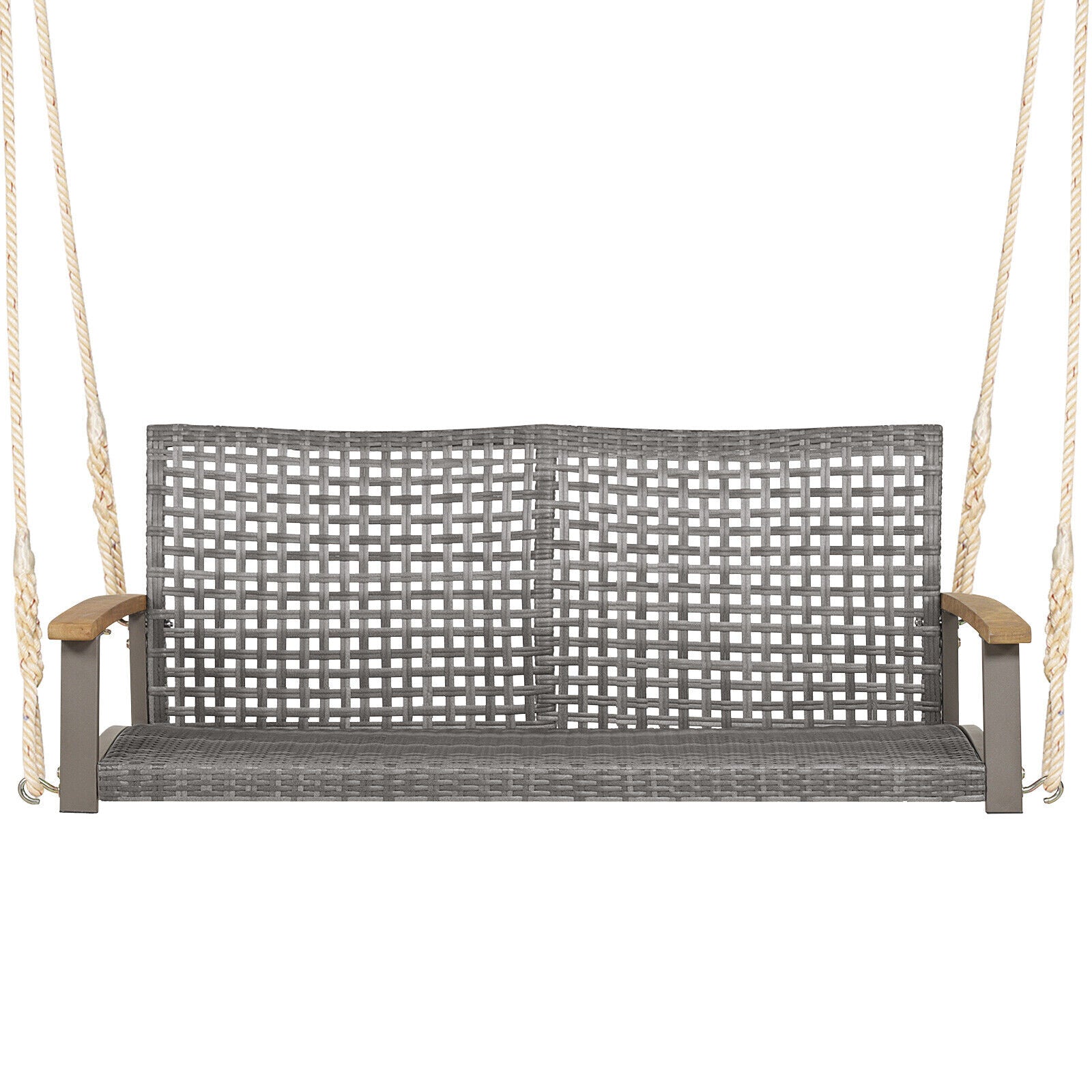 2-Person Patio Wicker Hanging Swing Chair, Off White Porch Swings   at Gallery Canada