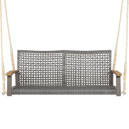 2-Person Patio Wicker Hanging Swing Chair, Off White Porch Swings   at Gallery Canada