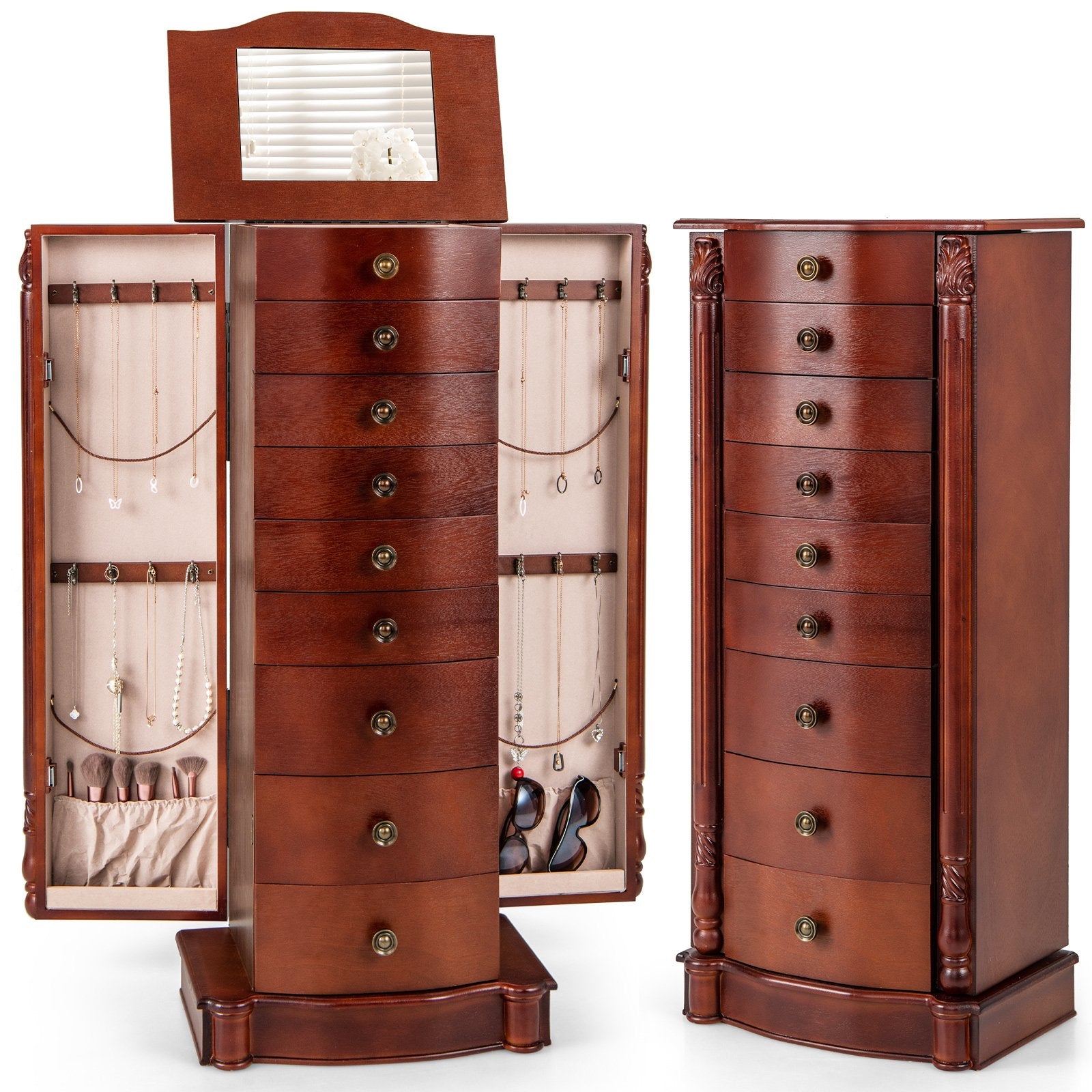 Large Wooden Jewelry Storage Box Organizer , Brown Jewelry Armoires at Gallery Canada