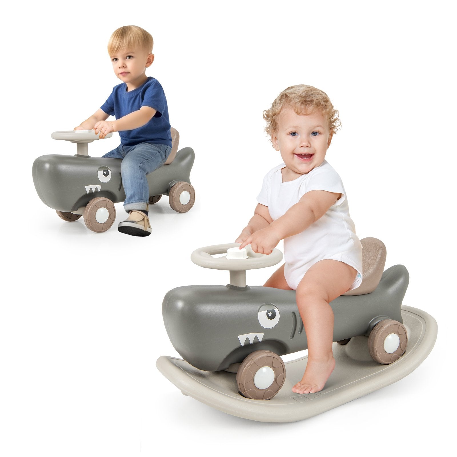 Convertible Rocking Horse and Sliding Car with Detachable Balance Board, Dark Gray Push & Pedal Ride On Toys   at Gallery Canada