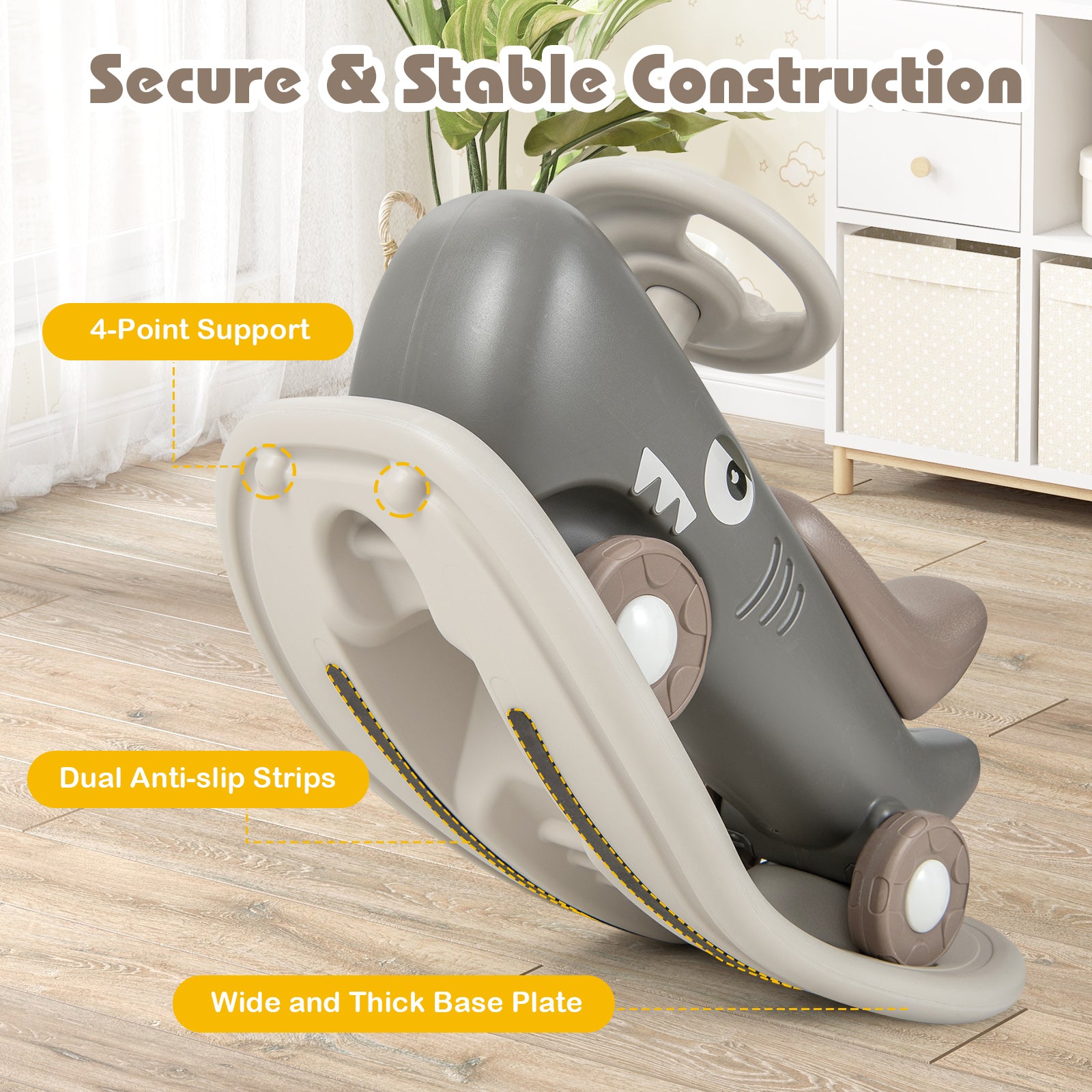 Convertible Rocking Horse and Sliding Car with Detachable Balance Board, Dark Gray Push & Pedal Ride On Toys at Gallery Canada