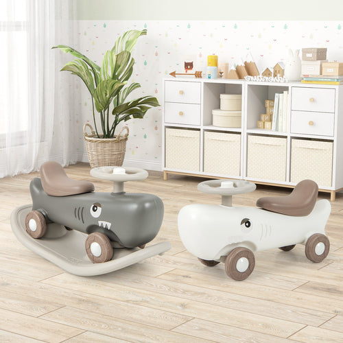 Convertible Rocking Horse and Sliding Car with Detachable Balance Board, White