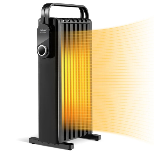 1500W Electric Space Heater Oil Filled Radiator Heater with Foldable Rack, Black Space Heaters Black  at Gallery Canada