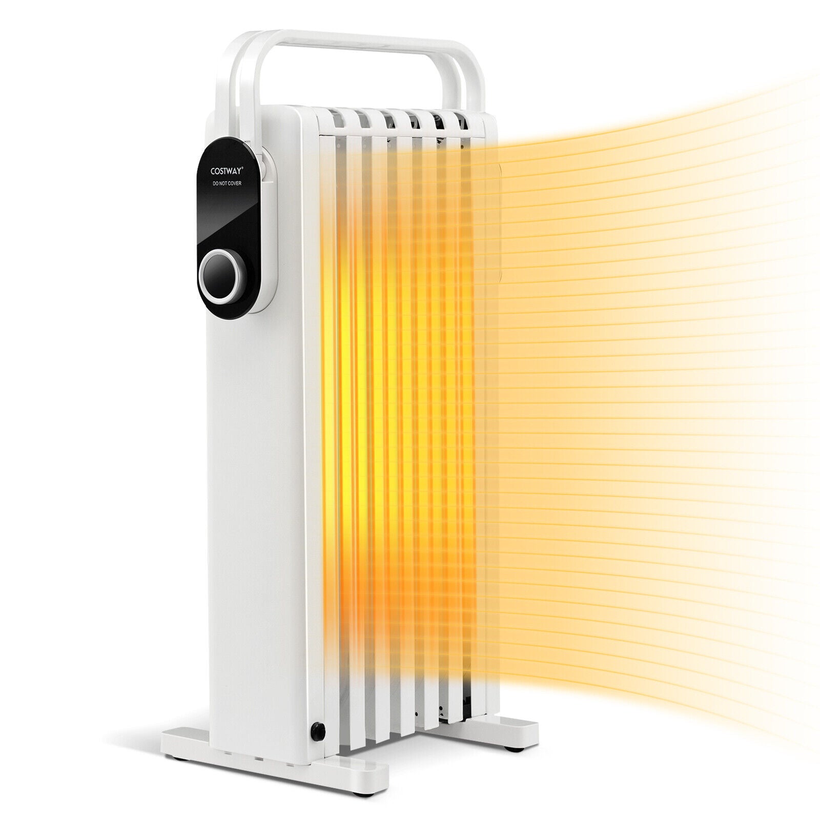 1500W Electric Space Heater Oil Filled Radiator Heater with Foldable Rack, White Space Heaters White  at Gallery Canada