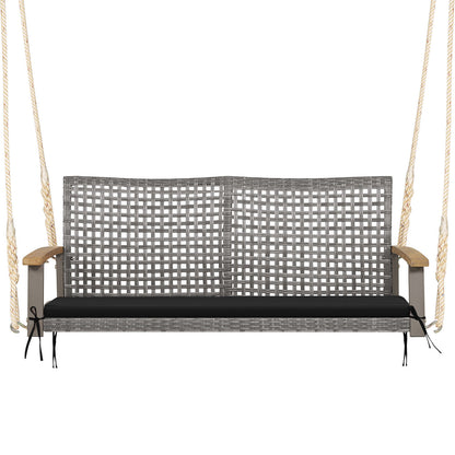 2-Person Patio Wicker Hanging Swing Chair, Black Porch Swings   at Gallery Canada