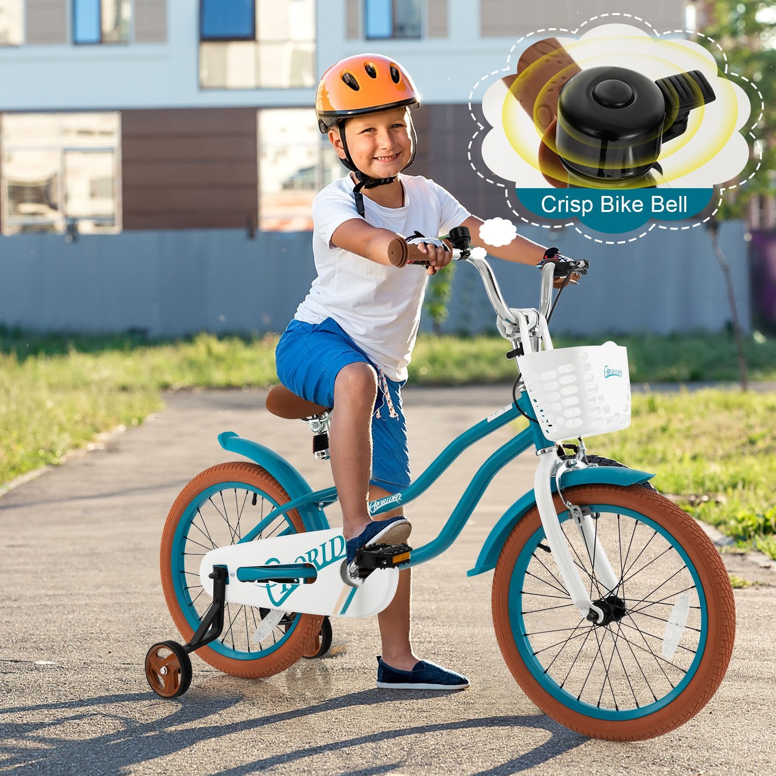 Children Bicycle with Front Handbrake and Rear Coaster Brake, Turquoise Kids Bike   at Gallery Canada