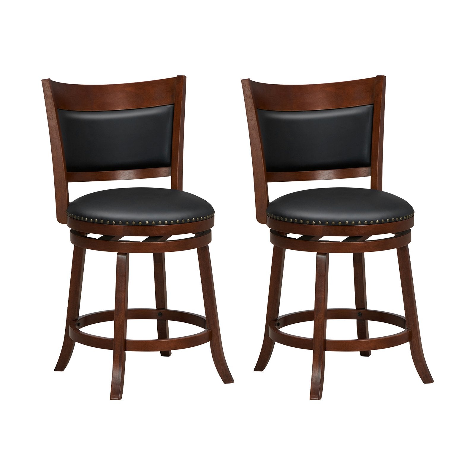 Swivel Bar Stools Set of 2 with 20 Inch Wider Cushioned Seat, Brown Bar Stools   at Gallery Canada