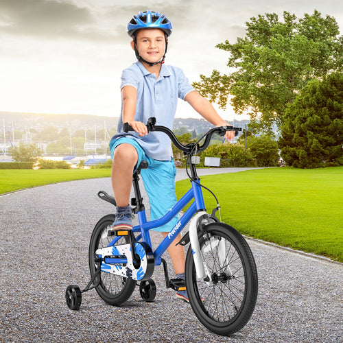 18 Feet Kids Bike with Removable Training Wheels, Blue