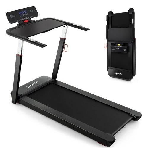 3HP Folding Treadmill with Adjustable Height and APP Control, Black