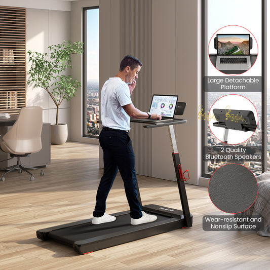 3HP Folding Treadmill with Adjustable Height and APP Control, Black - Gallery Canada