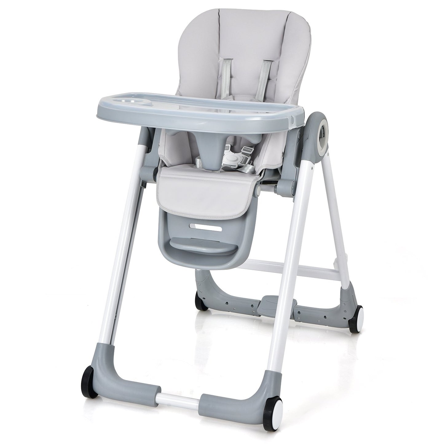 Baby Folding Convertible High Chair with Wheels and Adjustable Height, Gray High Chairs   at Gallery Canada