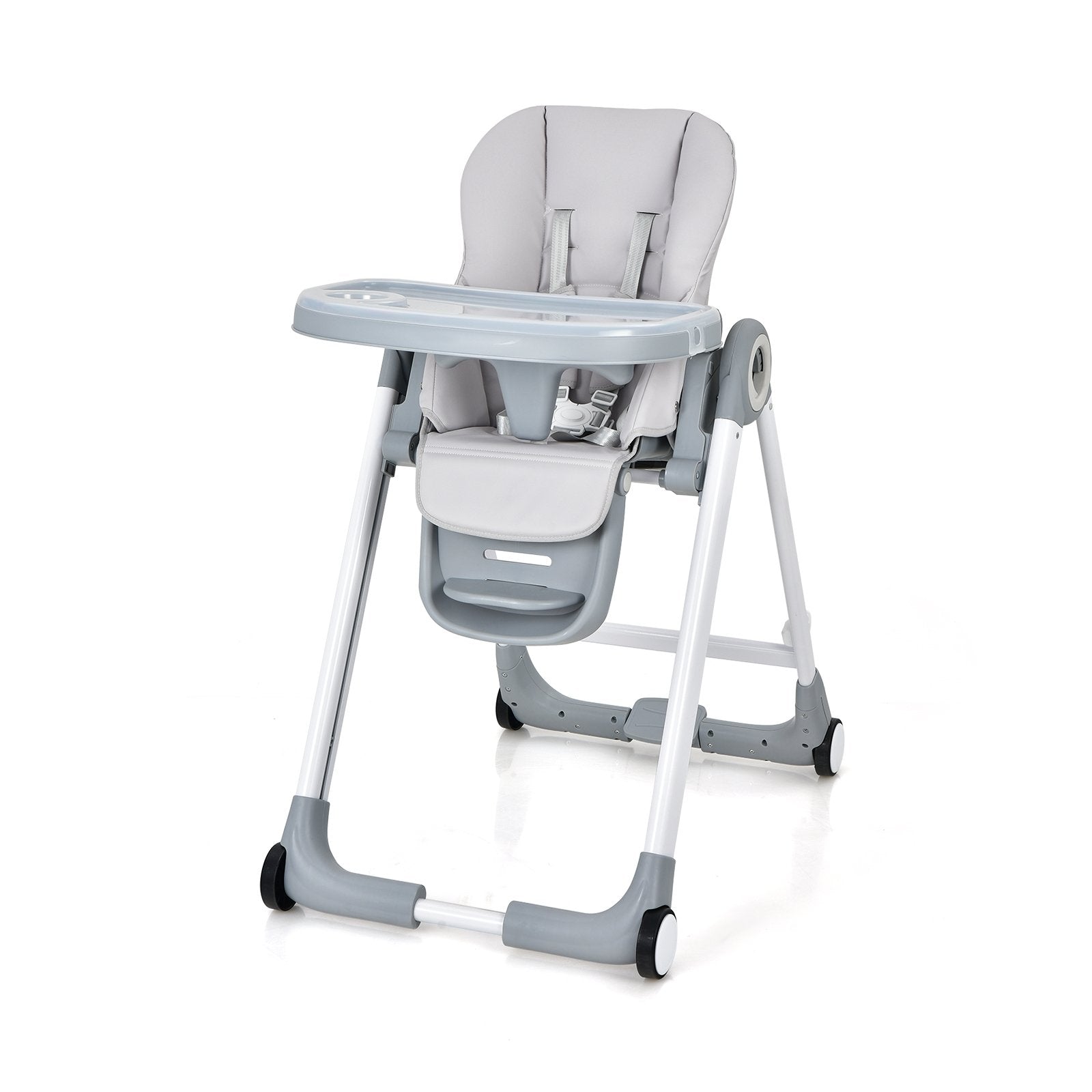 Baby Folding Convertible High Chair with Wheels and Adjustable Height, Gray High Chairs   at Gallery Canada