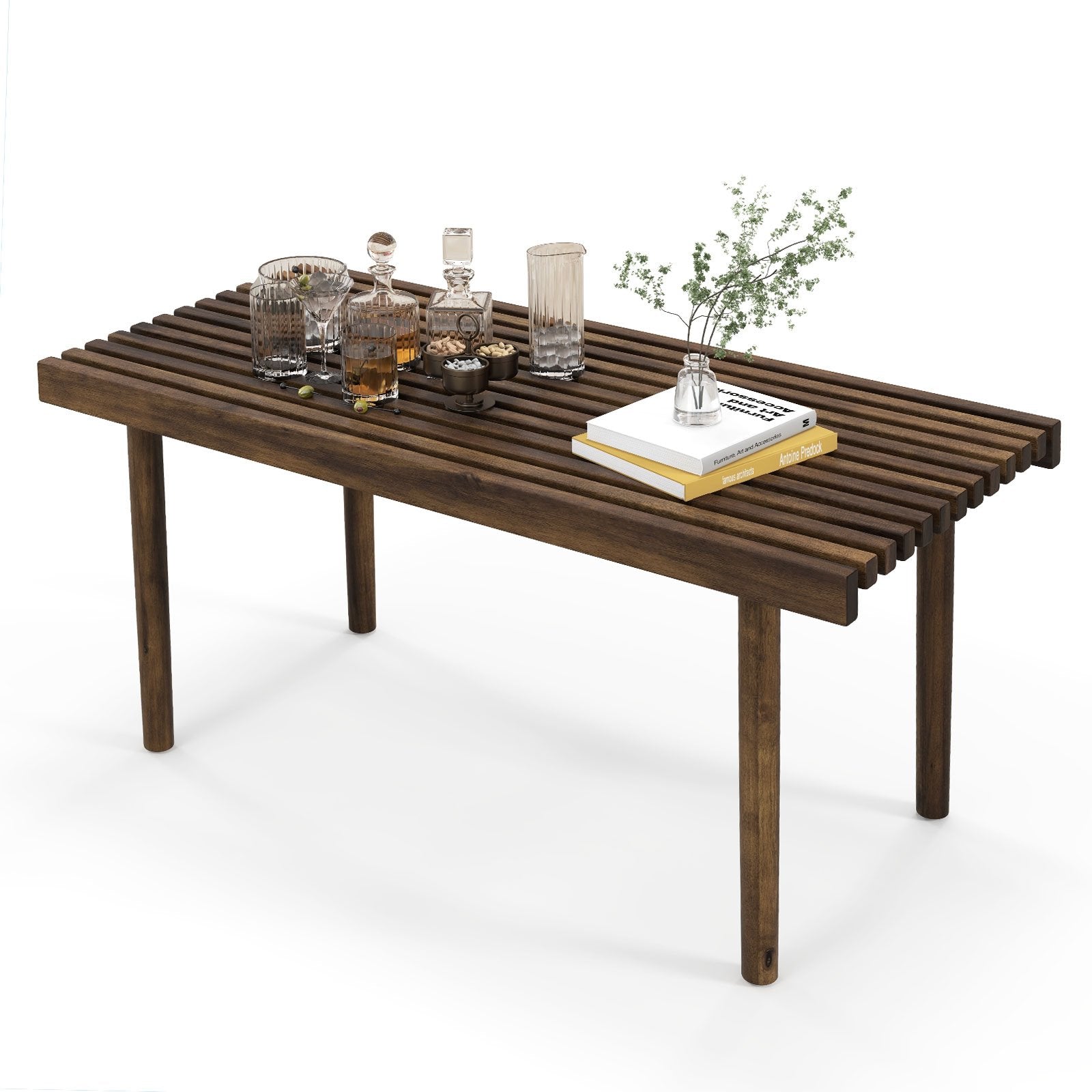 39 Inch Coffee Table with Slatted Tabletop for Living Room & Reception Room, Brown Coffee Tables   at Gallery Canada