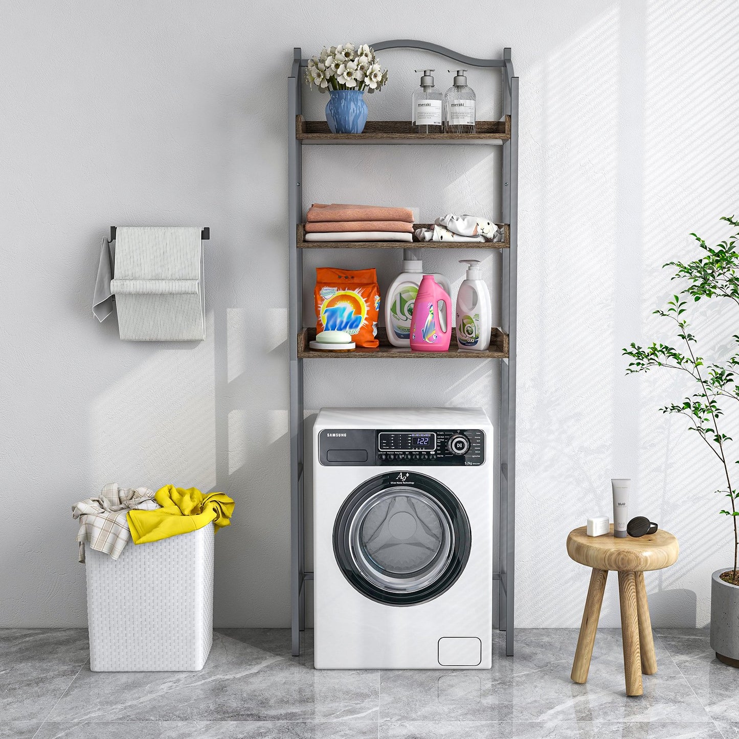 3-Tier Over-The-Toilet Bathroom Spacesaver Storage Rack, Silver Bathroom Etagere   at Gallery Canada