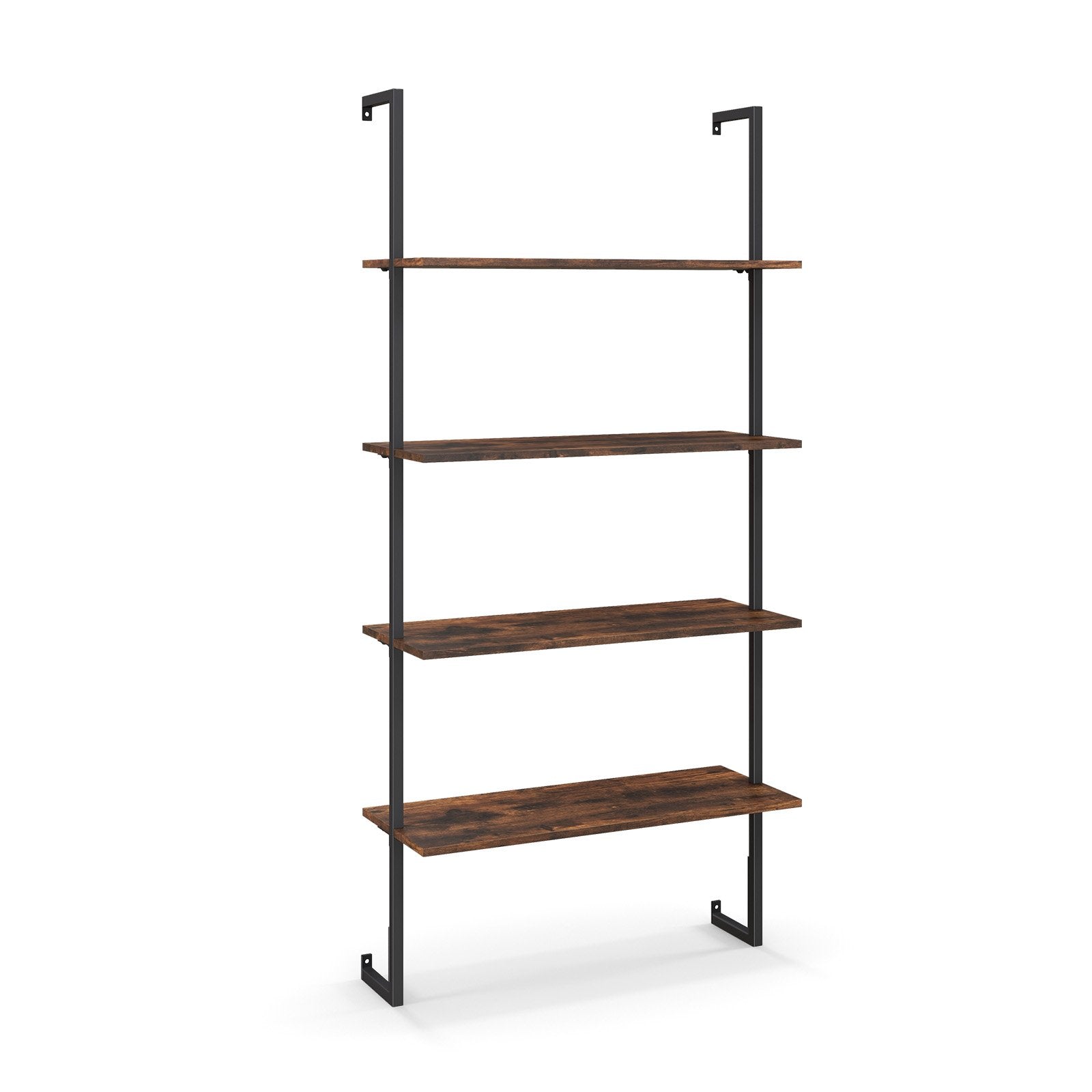 4-Tier Industrial Ladder Bookshelf with Metal Frame, Brown - Gallery Canada
