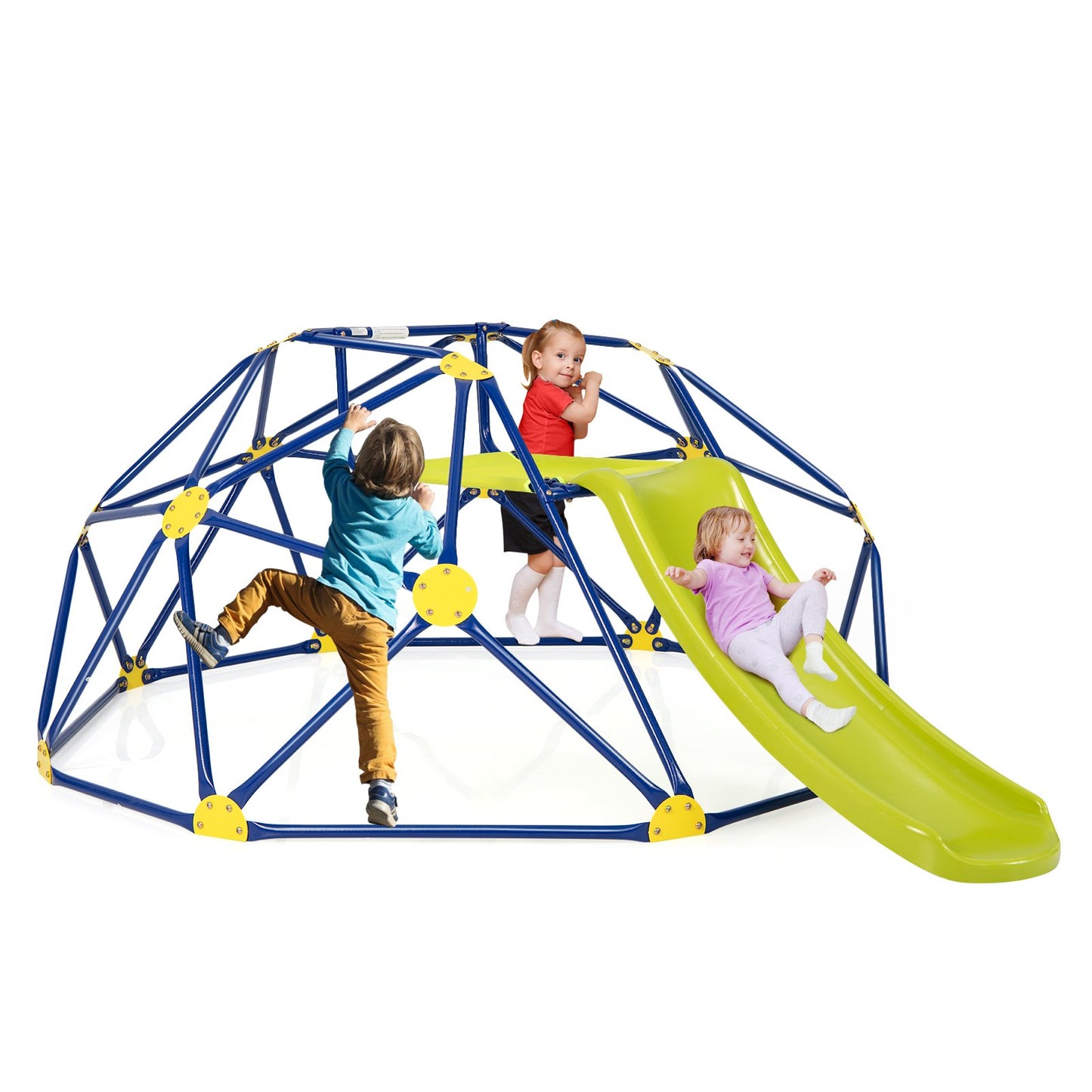 Kids Climbing Dome with Slide and Fabric Cushion for Garden Yard, Blue - Gallery Canada