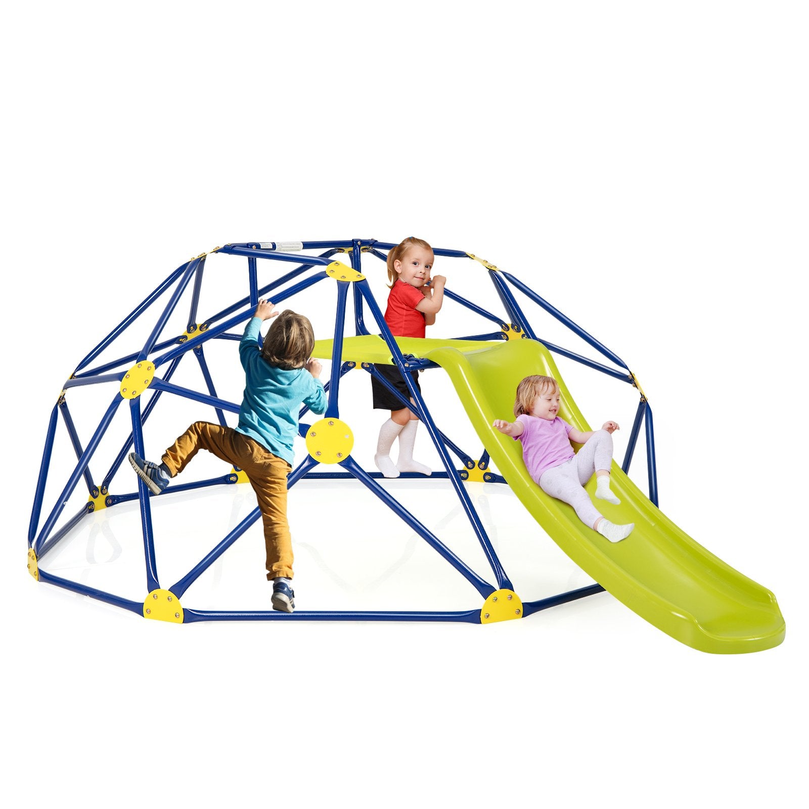 Kids Climbing Dome with Slide and Fabric Cushion for Garden Yard, Blue - Gallery Canada