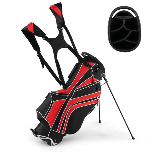 Golf Stand Cart Bag with 6 Way Divider Carry Pockets, Red Golf   at Gallery Canada