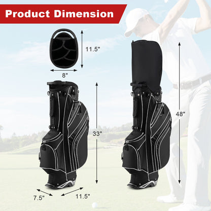Golf Stand Cart Bag with 6 Way Divider Carry Pockets, Black Golf   at Gallery Canada