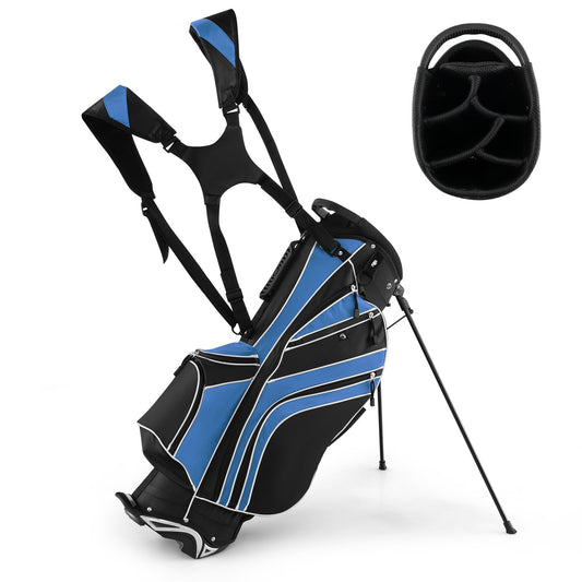 Golf Stand Cart Bag with 6-Way Divider Carry Pockets, Blue Golf   at Gallery Canada