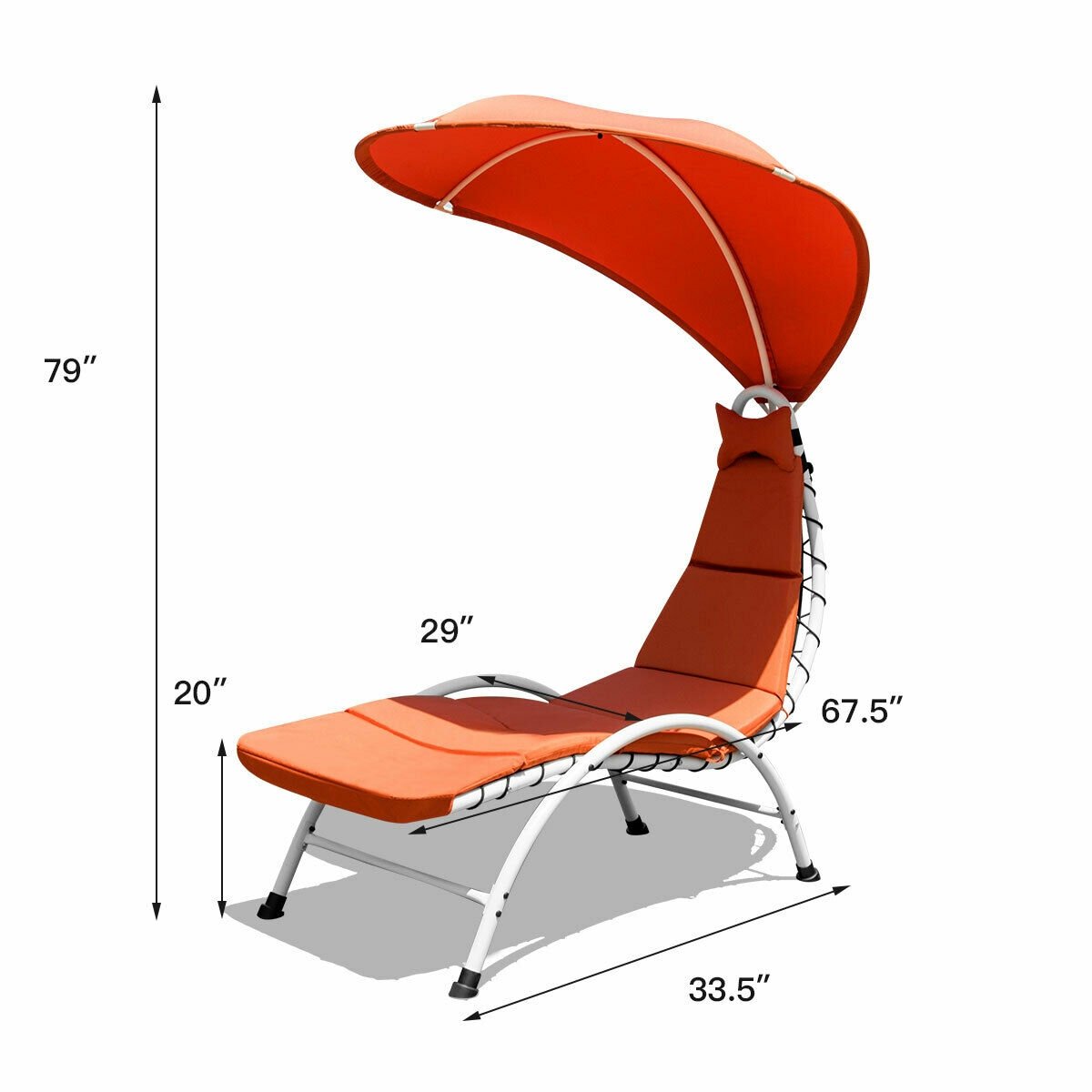 Patio Hanging Swing Hammock Chaise Lounger Chair with Canopy, Orange Outdoor Chaise Lounges   at Gallery Canada