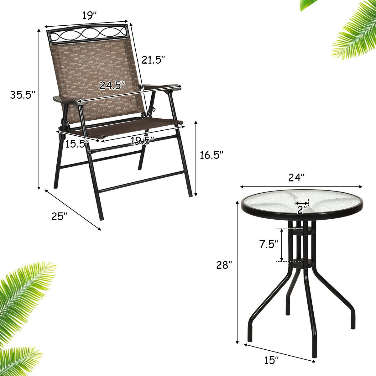 Patio Dining Set with Patio Folding Chairs and Table, Brown Patio Conversation Sets   at Gallery Canada