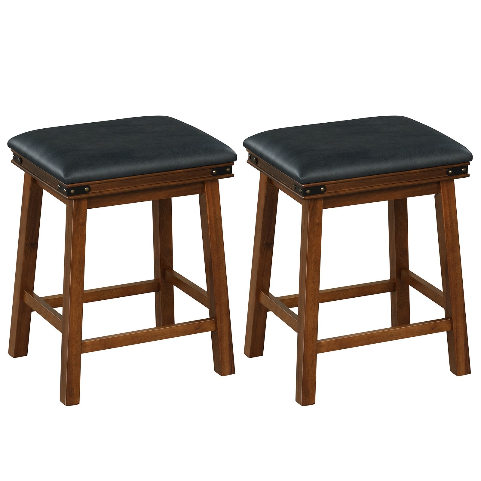 Set of 2 24/30 Inch Dining Bar Stool with Rubber Wood-24 inches, Brown Bar Stools   at Gallery Canada