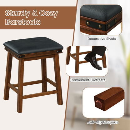 Set of 2 24/30 Inch Dining Bar Stool with Rubber Wood-24 inches, Brown Bar Stools   at Gallery Canada