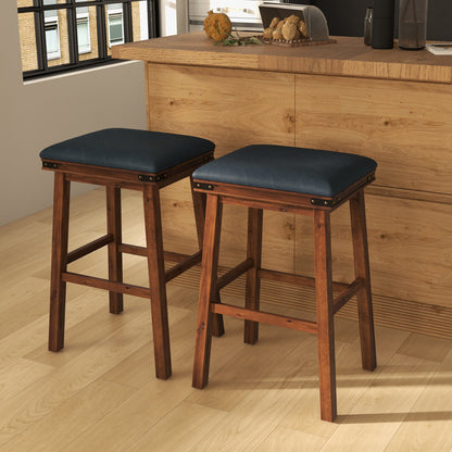 Set of 2 24/30 Inch Dining Bar Stool with Rubber Wood-30 inches, Brown Bar Stools   at Gallery Canada