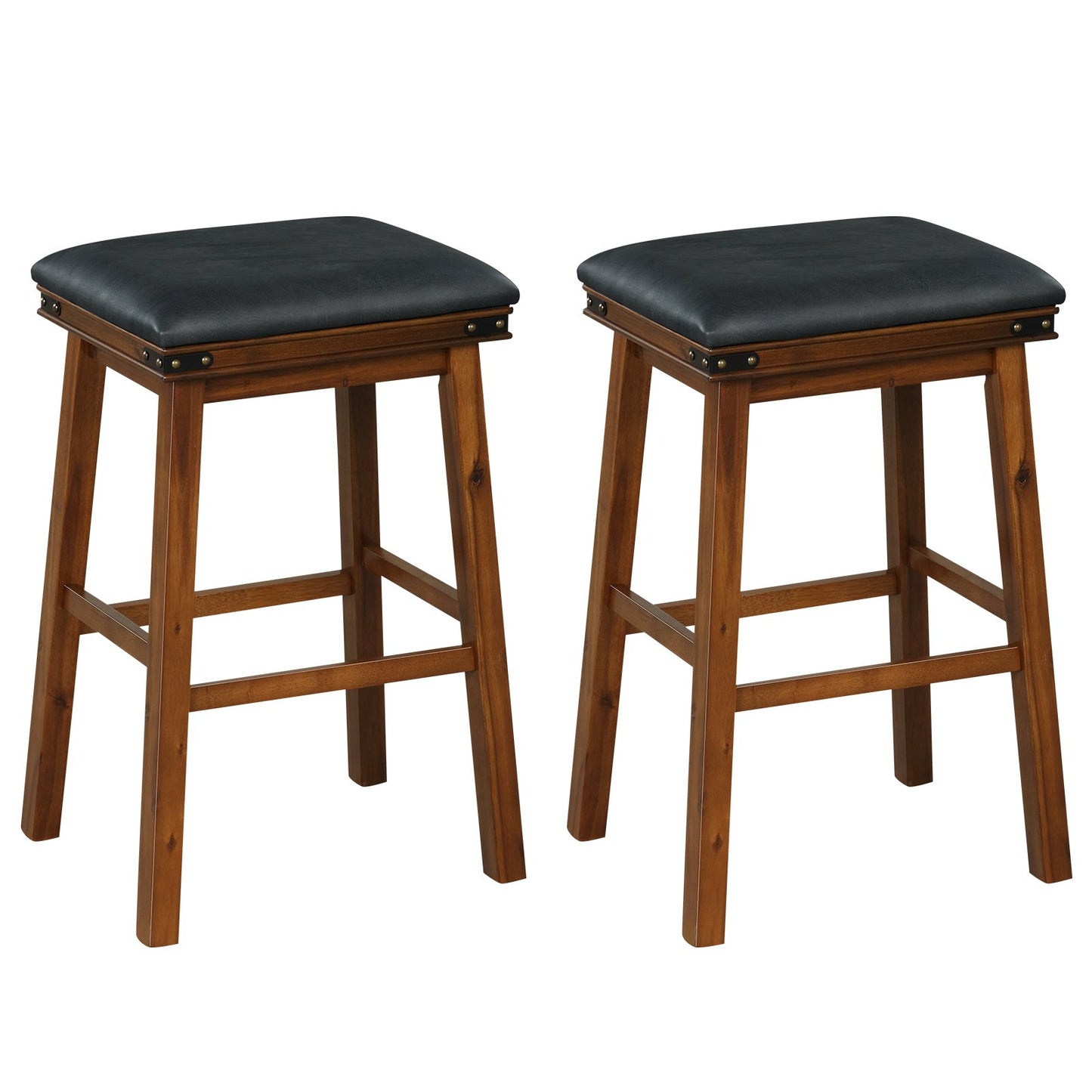 Set of 2 24/30 Inch Dining Bar Stool with Rubber Wood-30 inches, Brown Bar Stools   at Gallery Canada