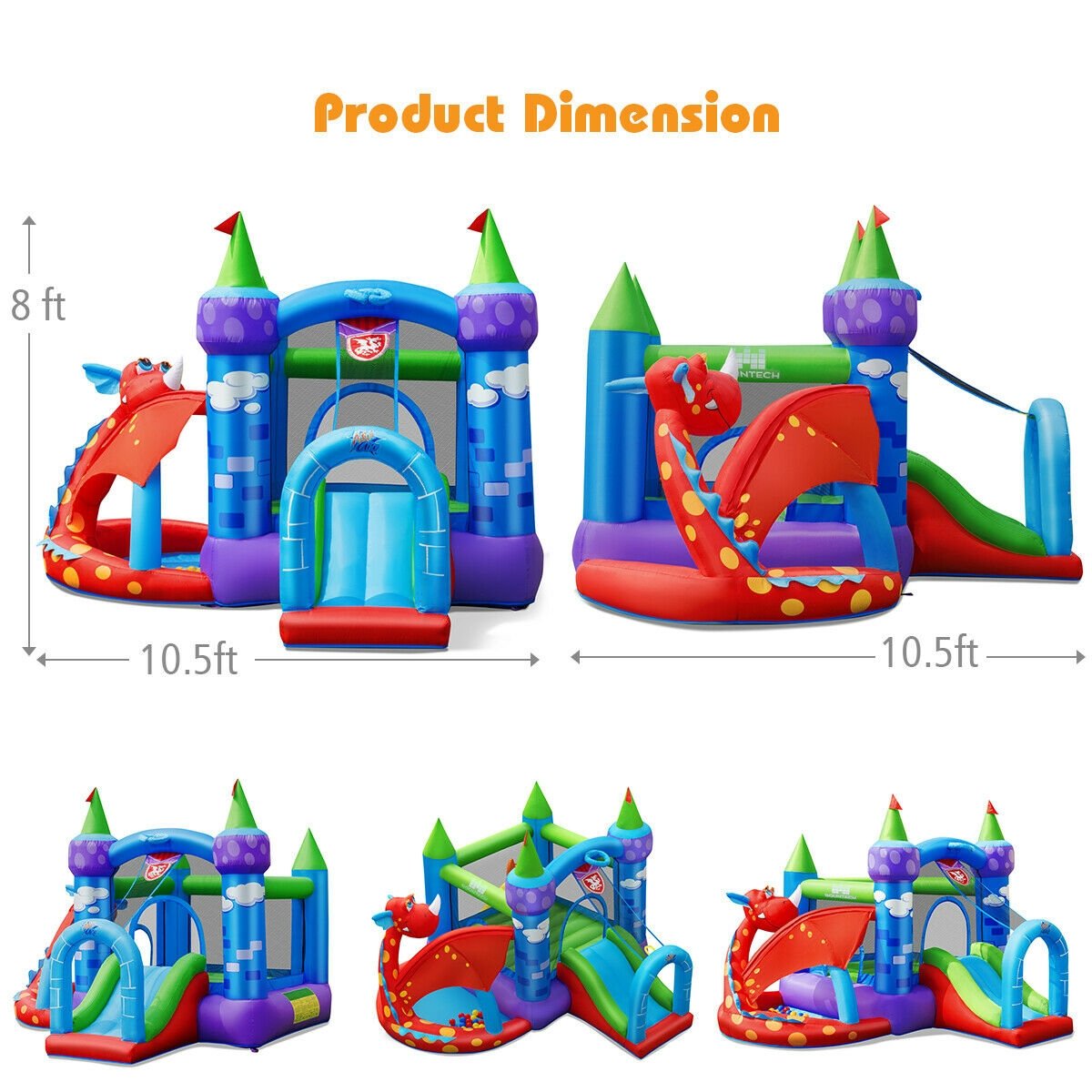 Kids Inflatable Bounce House Dragon Jumping Slide Bouncer Castle with 740W Blower Bounce House   at Gallery Canada