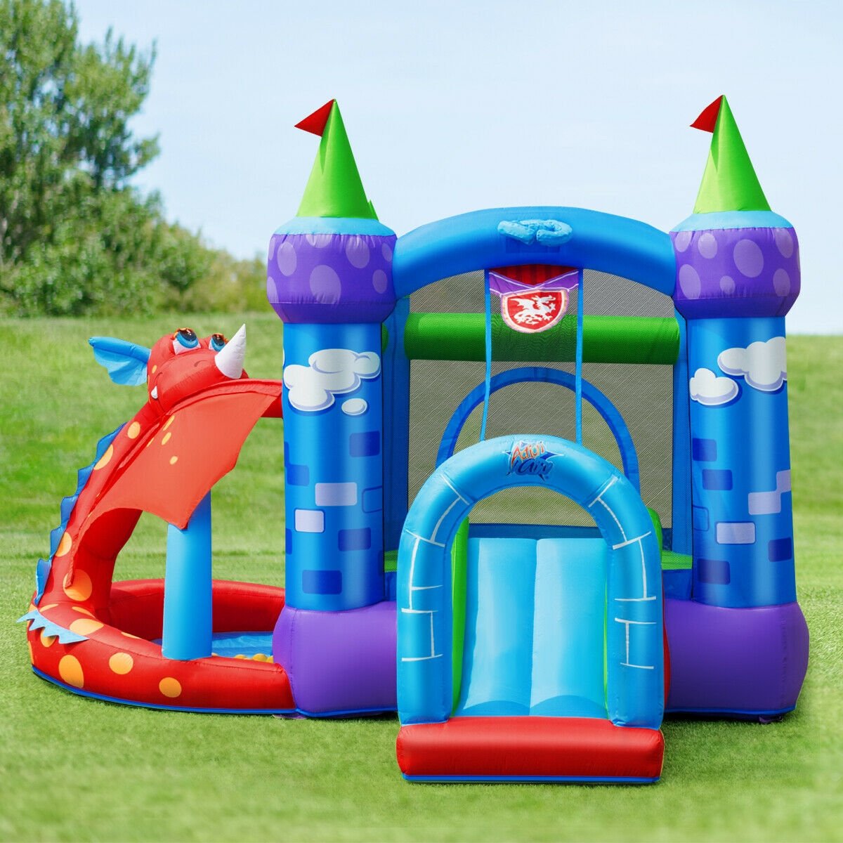 Kids Inflatable Bounce House Dragon Jumping Slide Bouncer Castle with 740W Blower Bounce House   at Gallery Canada