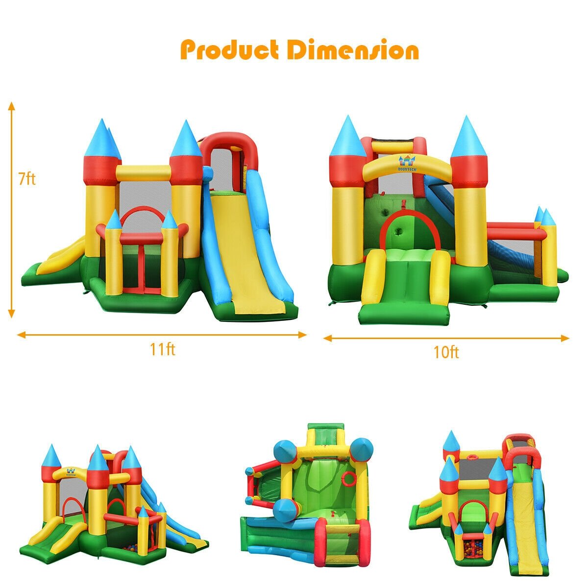 Kids Inflatable Dual Slide Jumping Castle with 780W Blower, Multicolor - Gallery Canada