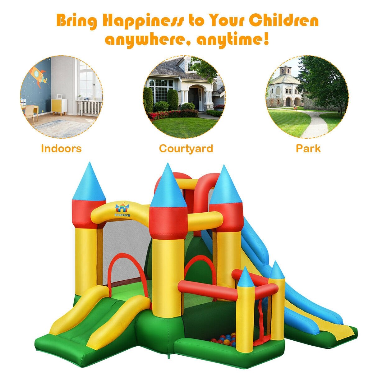 Kids Inflatable Dual Slide Jumping Castle with 780W Blower, Multicolor - Gallery Canada