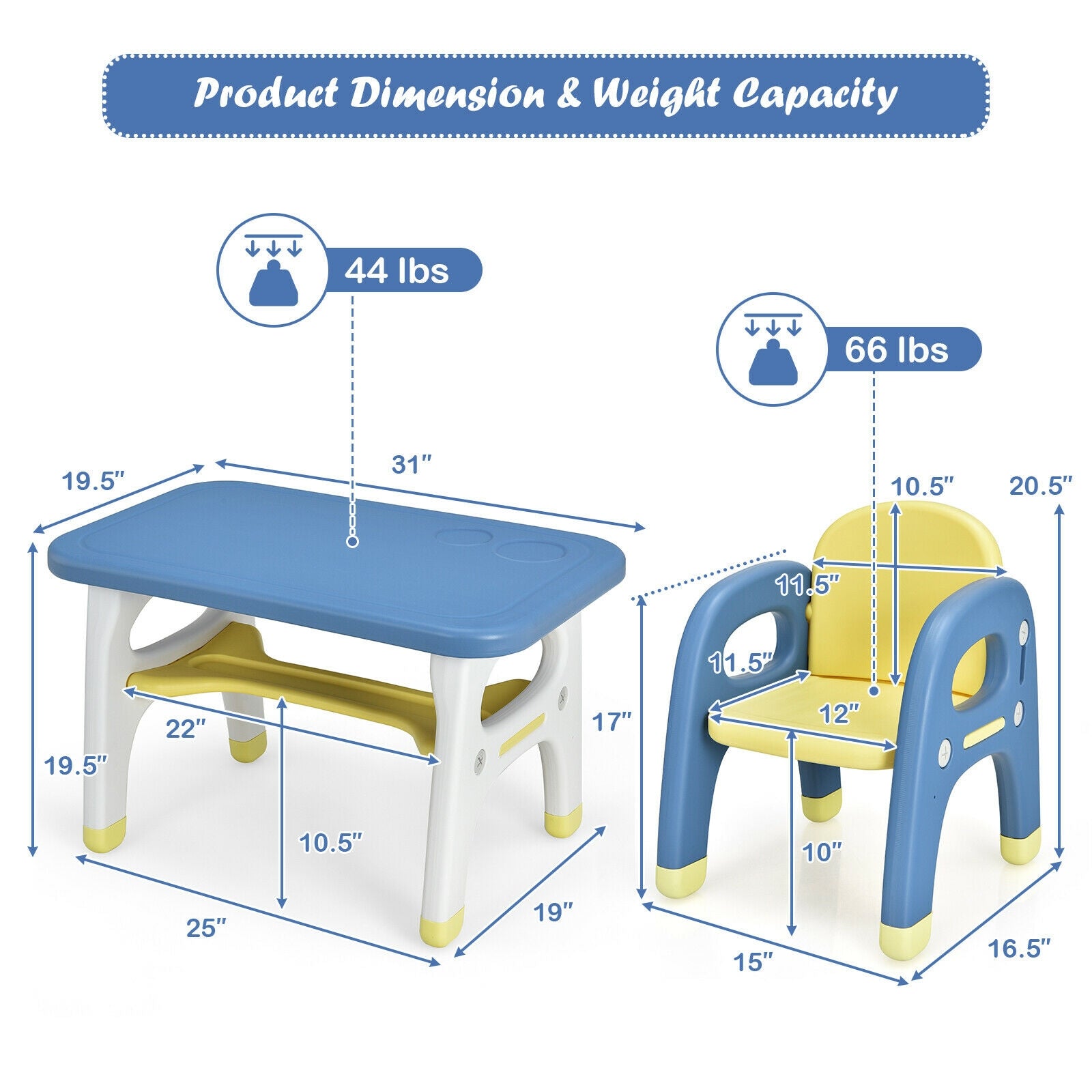 Kids Activity Table and Chair Set with Montessori Toys for Preschool and Kindergarten, Blue Kids Table & Chair Sets at Gallery Canada