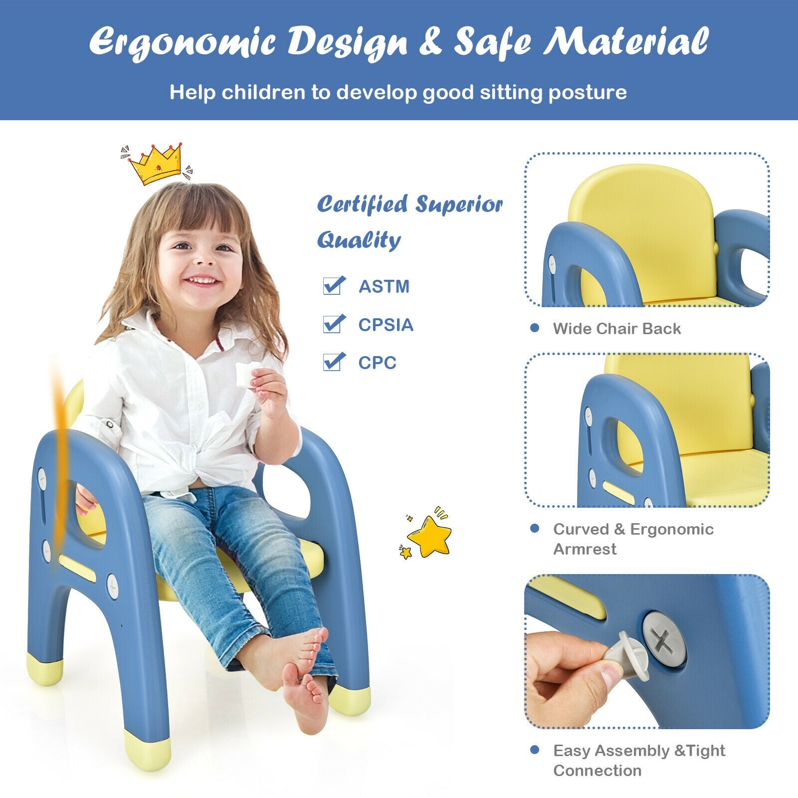 Kids Activity Table and Chair Set with Montessori Toys for Preschool and Kindergarten, Blue Kids Table & Chair Sets at Gallery Canada