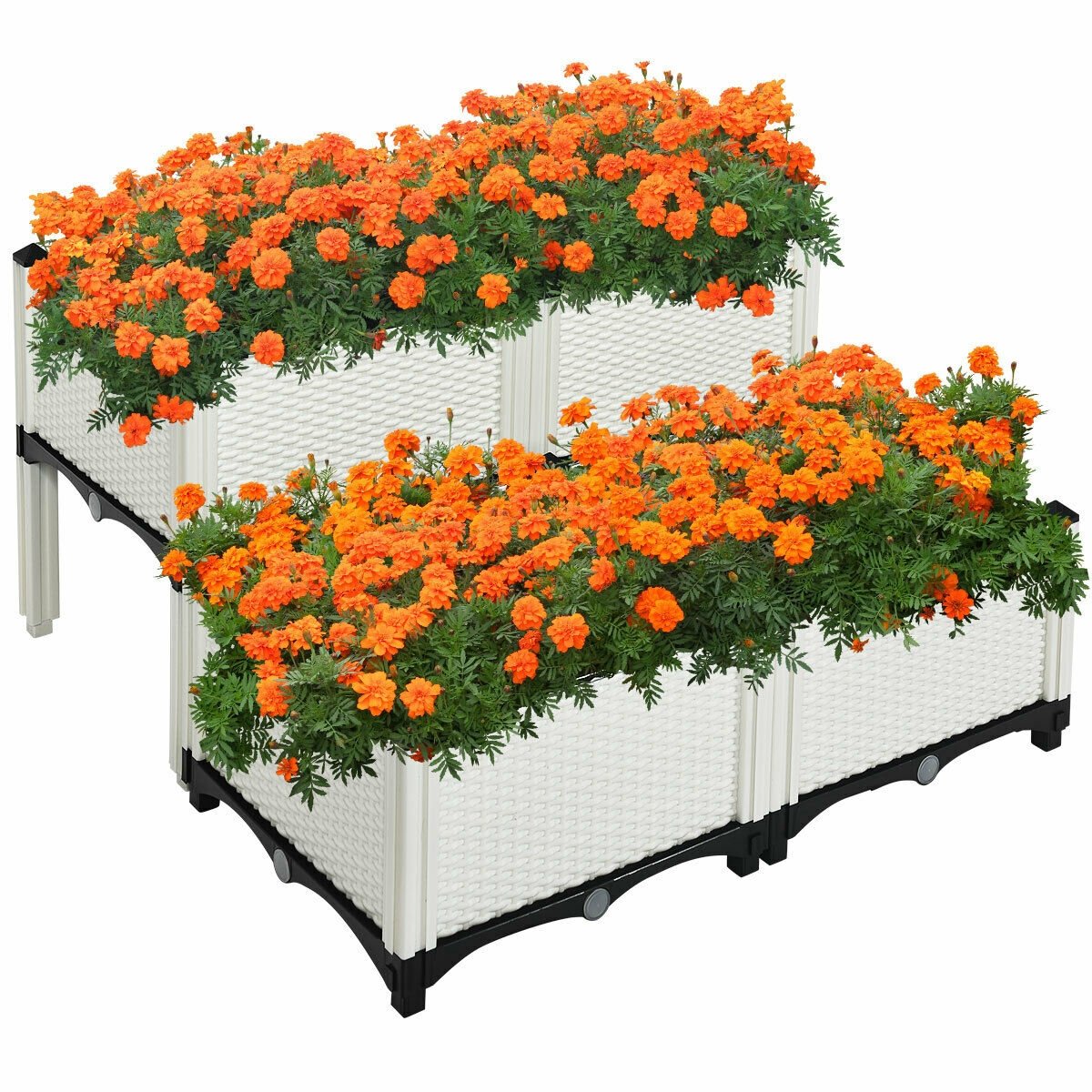 Set of 4 Elevated Flower Vegetable Herb Grow Planter Box, White Raised Garden Beds   at Gallery Canada