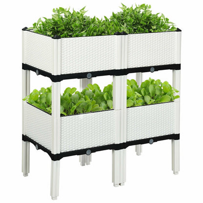 Set of 4 Elevated Flower Vegetable Herb Grow Planter Box, White Raised Garden Beds   at Gallery Canada