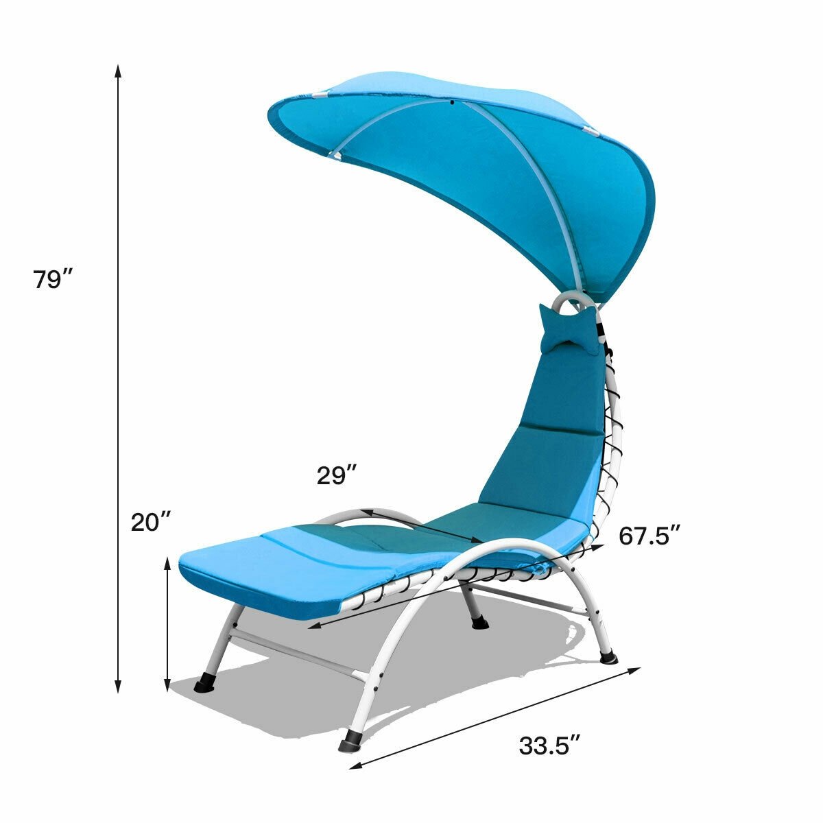 Patio Hanging Swing Hammock Chaise Lounger Chair with Canopy, Blue Outdoor Chaise Lounges   at Gallery Canada