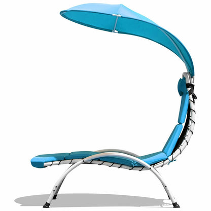 Patio Hanging Swing Hammock Chaise Lounger Chair with Canopy, Blue Outdoor Chaise Lounges   at Gallery Canada