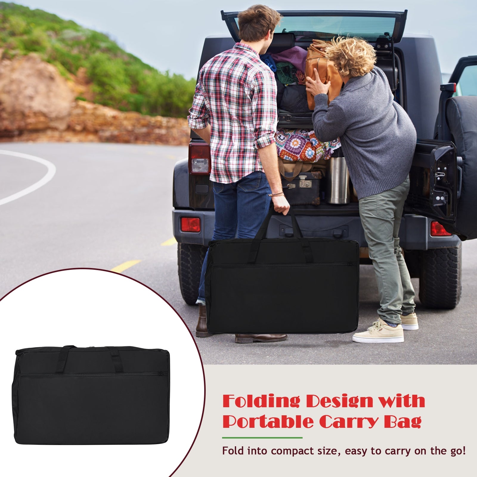Folding Camping Table with Storage Organizer, Black Camping Furniture at Gallery Canada