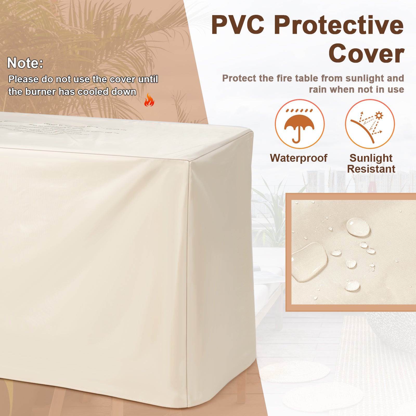 42 Inch 60 000 BTU Rectangular Propane Fire Pit Table with Waterproof Cover Fire Pit Tables at Gallery Canada