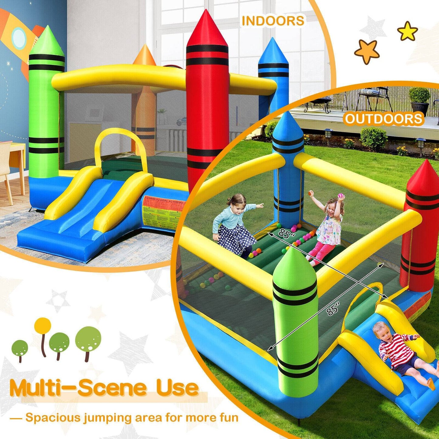 Kids Inflatable Bounce House with Slide and Ocean Balls Not Included Blower Bounce House   at Gallery Canada