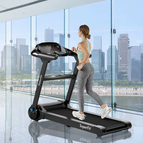 2.25HP Folding Treadmill Running Jogging Machine with APP heart rate bluetooth, Black