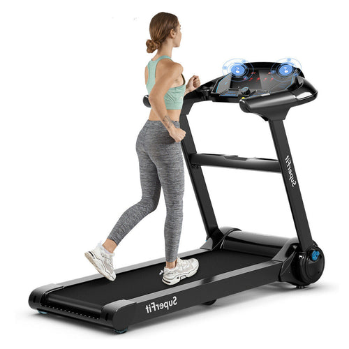 2.25HP Folding Treadmill Running Jogging Machine with APP heart rate bluetooth, Black