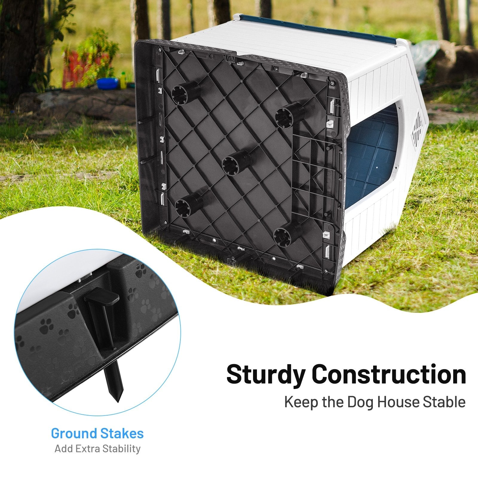 Plastic Waterproof Ventilate Pet Puppy House, Blue Dog Kennels   at Gallery Canada